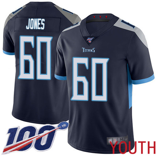 Tennessee Titans Limited Navy Blue Youth Ben Jones Home Jersey NFL Football #60 100th Season Vapor Untouchable->women nfl jersey->Women Jersey